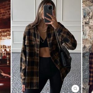 12th tribe fireside mocha plaid flannel